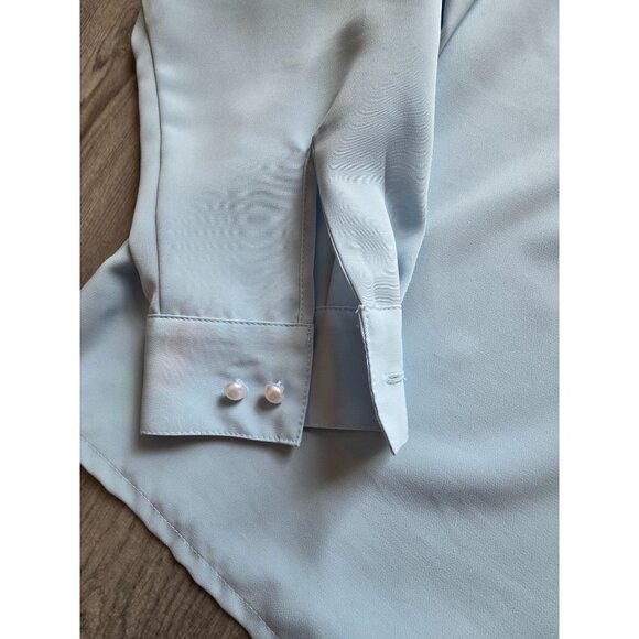 Vintage Apparenza Womens Blue Long Sleeve Embroidered Blouse PM Polyester - Picture 6 of 8